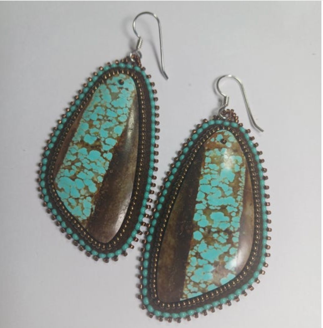 No. 8 Mine Turquoise Beaded Earrings - ESZ335