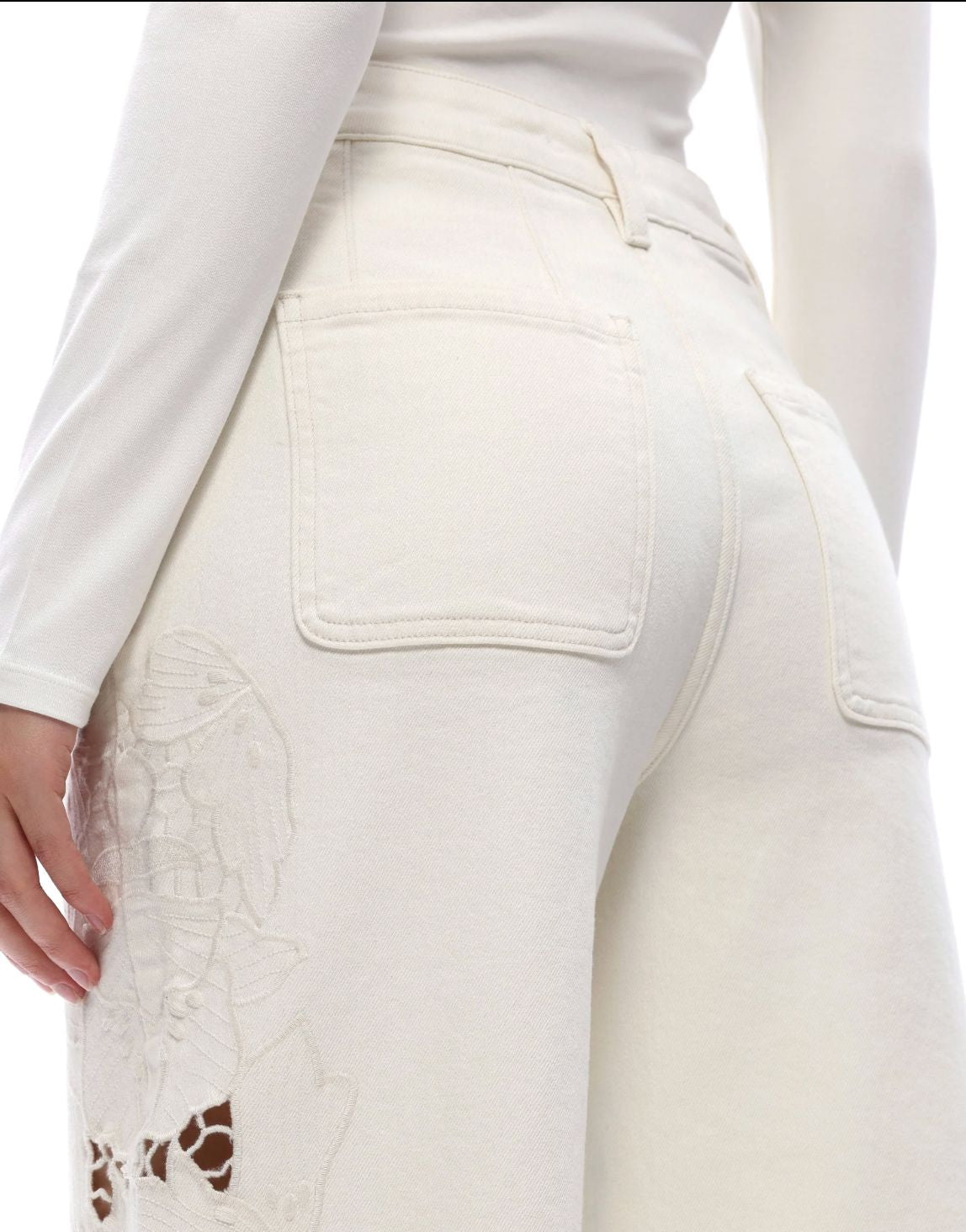 Off White/High Rise/Wide Leg Jeans - BY8253