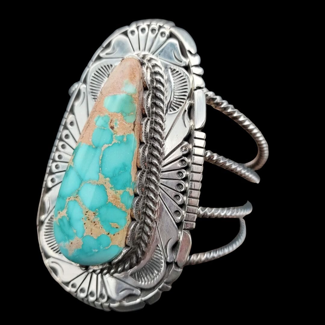 One Stone Turquoise & Sterling Cuff - CAZ60