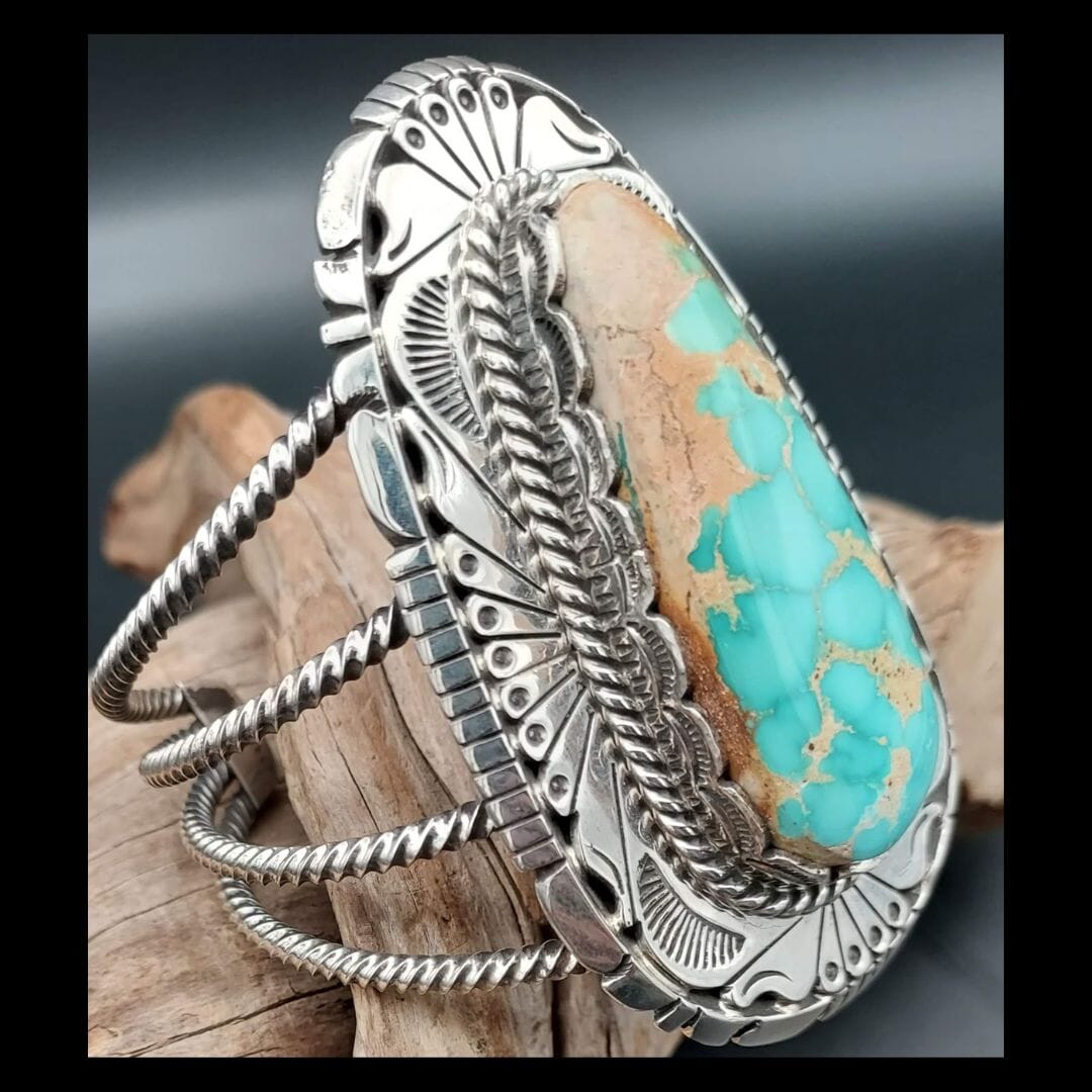 One Stone Turquoise & Sterling Cuff - CAZ60