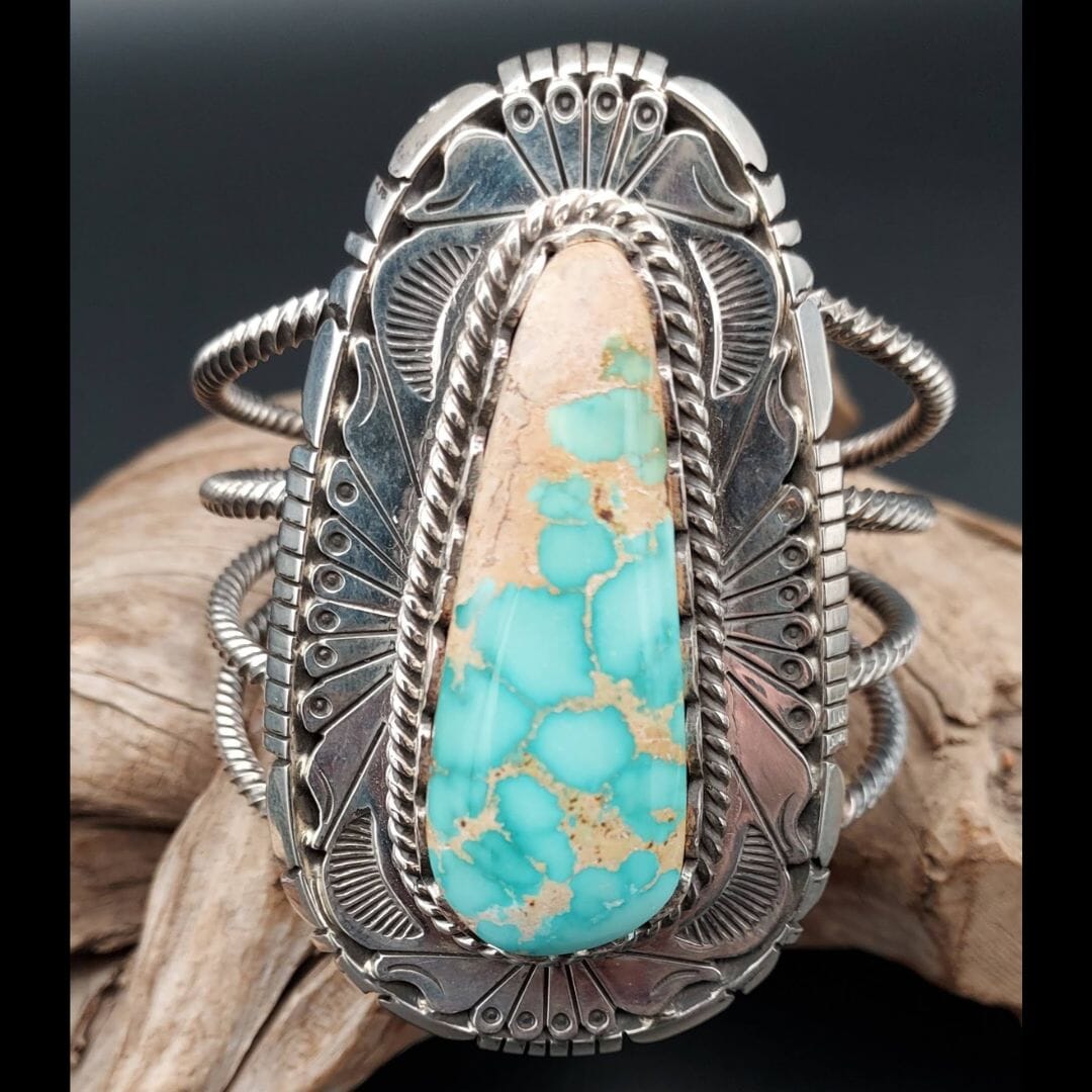 One Stone Turquoise & Sterling Cuff - CAZ60