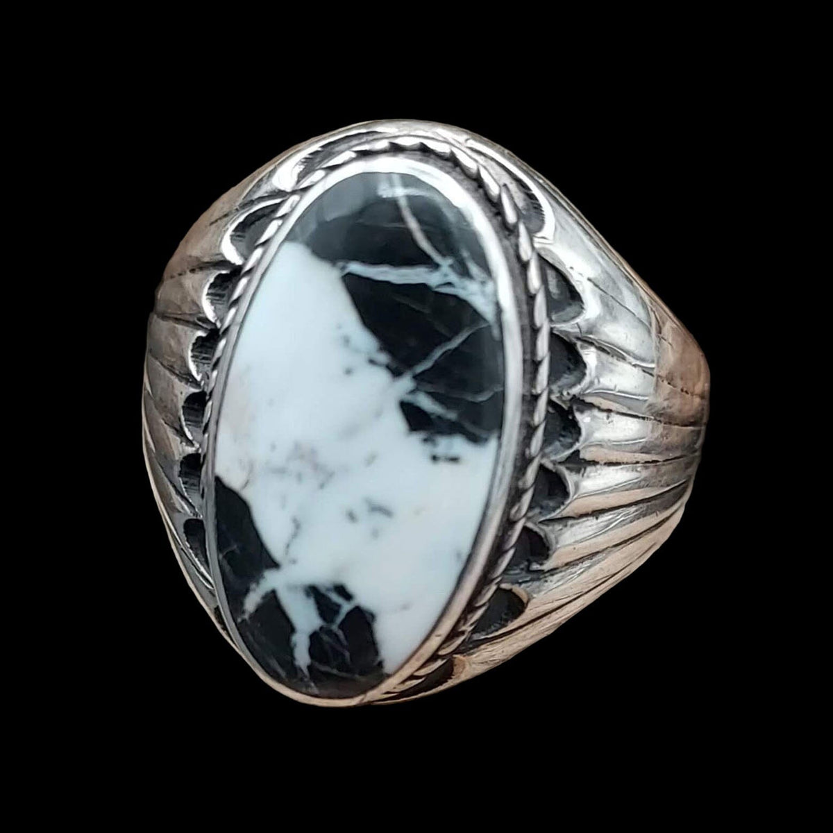 One Stone White Buffalo Ring (Size 10.5) - RCJW11