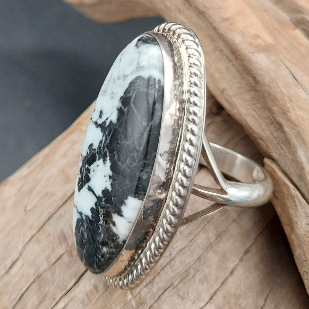 One Stone White Buffalo Ring – Size 9–9.5 - RITG15