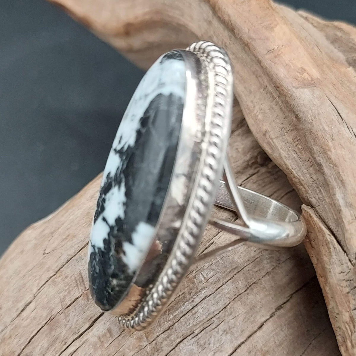 One Stone White Buffalo Ring – Size 9–9.5 - RITG15