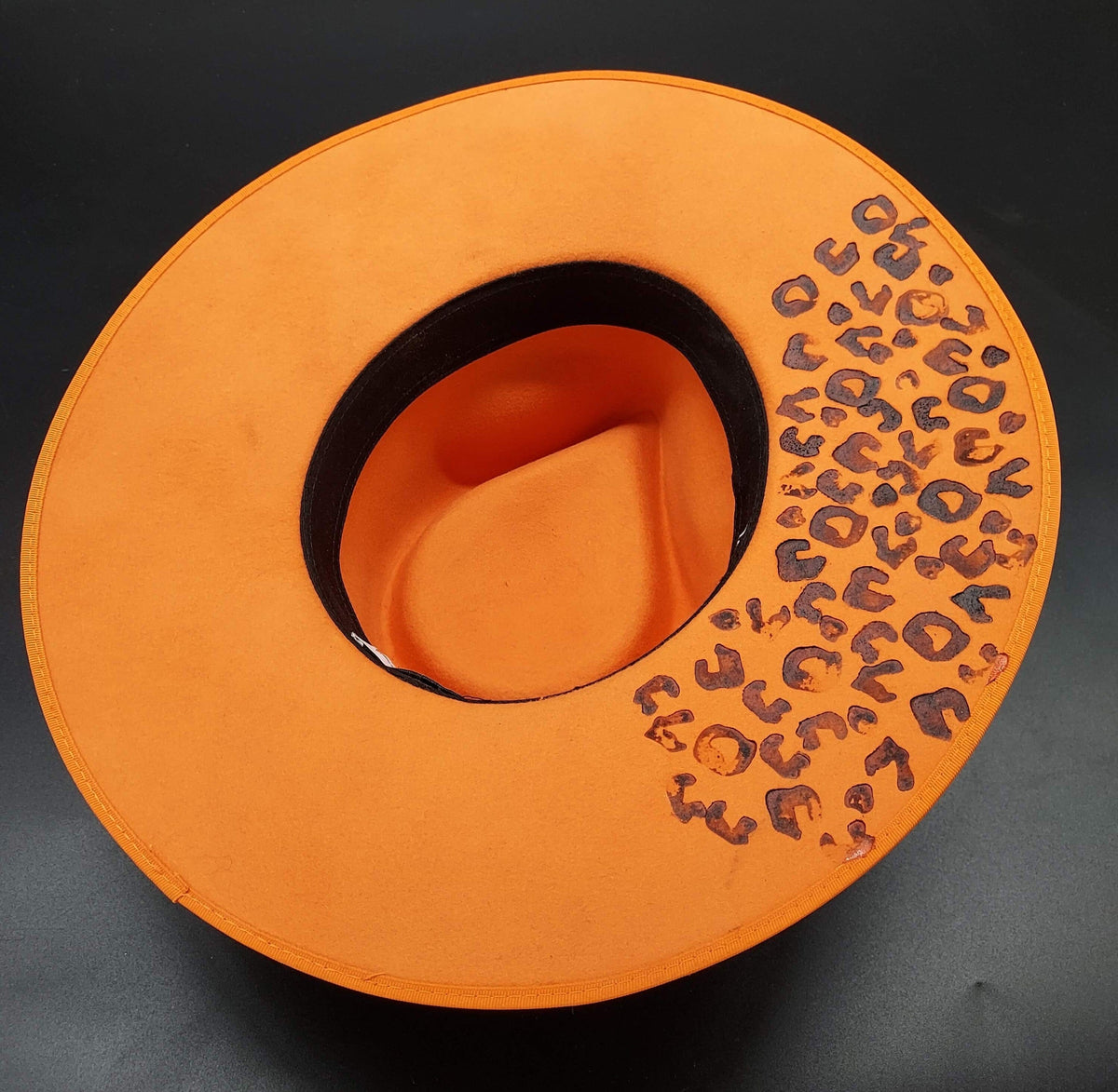 Orange Leopard Pattern Embellished Hat - HIML54 - Size M