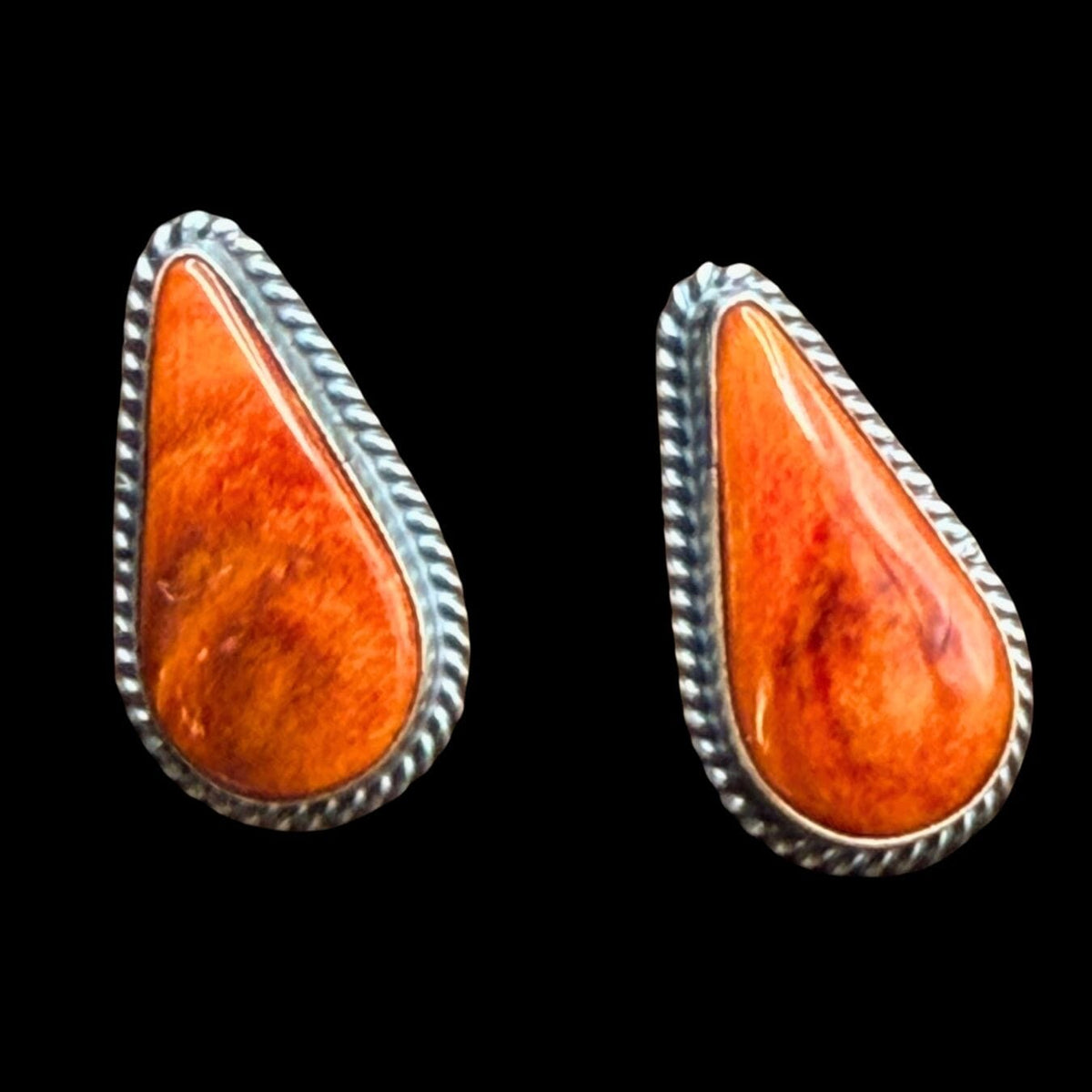 Orange Spiny Oyster 1-Stone Tear Drop Earrings - ESL118
