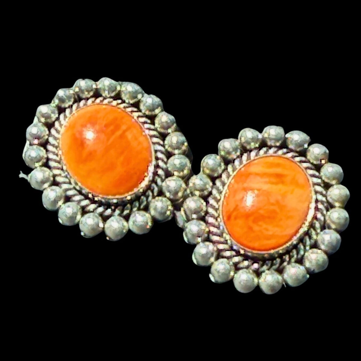 Orange Spiny Oyster & Sterling Earring - EMH20