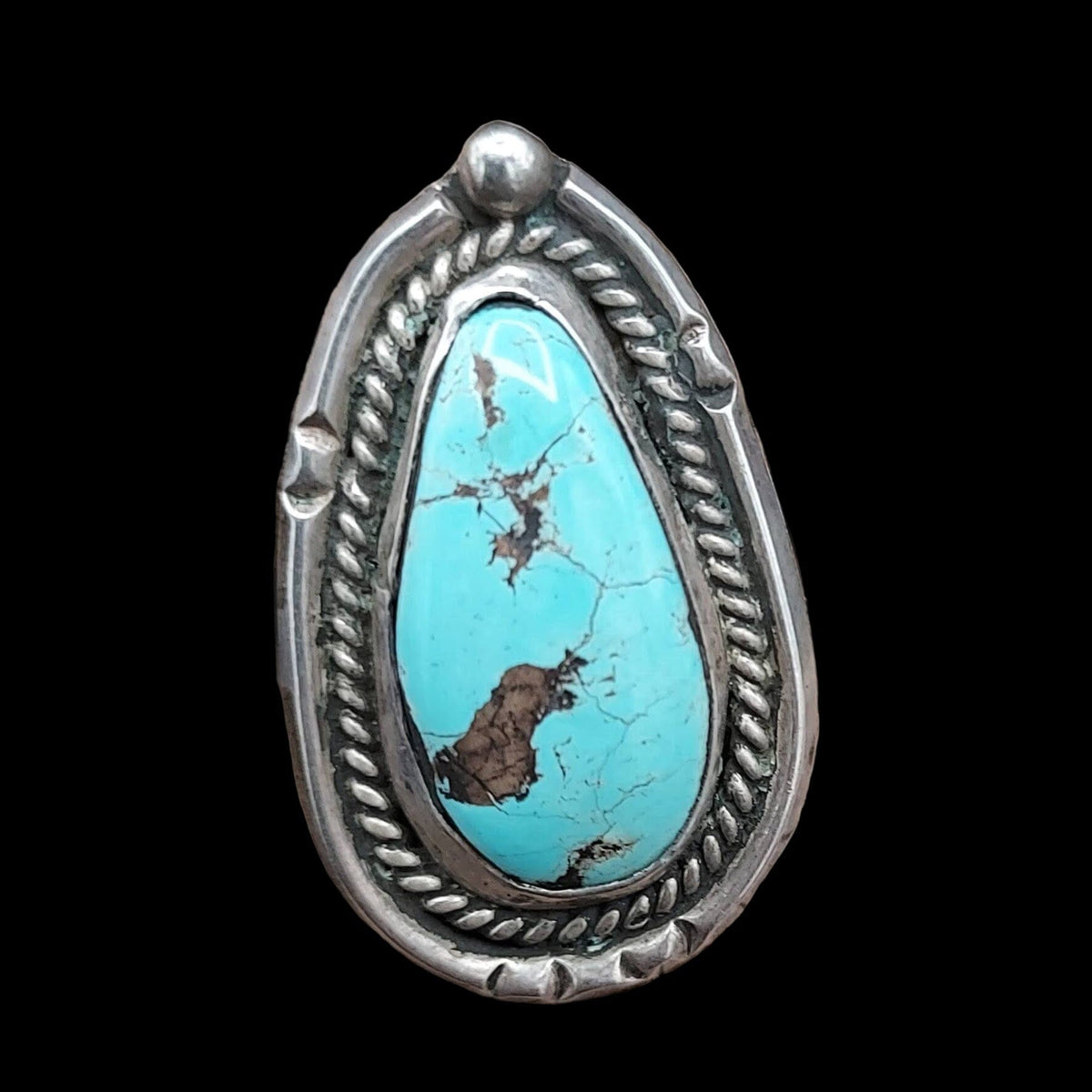 Oval Turquoise; Sterling Ring - Size 6 - RMH168