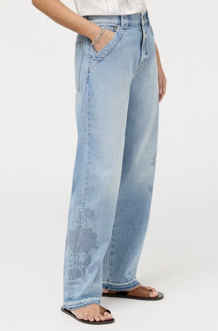 Patchwork Bouquet Barrel Jean - D1211