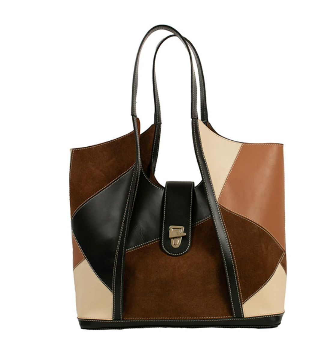 Patchwork Leather Large Hand Bag - B385