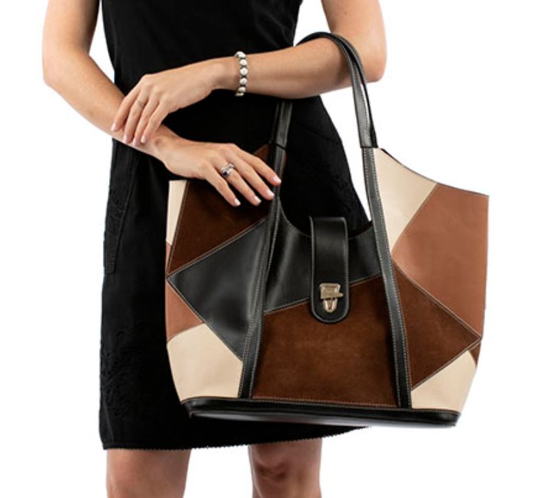 Patchwork Leather Large Hand Bag - B385