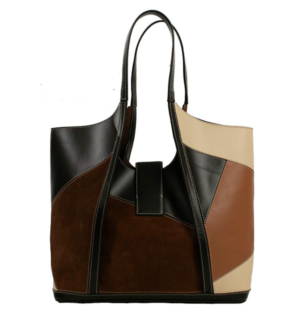 Patchwork Leather Large Hand Bag - B385