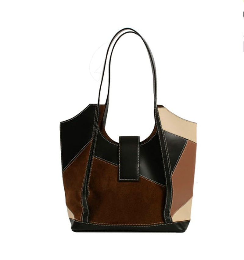 Patchwork Leather Medium Handbag - B387