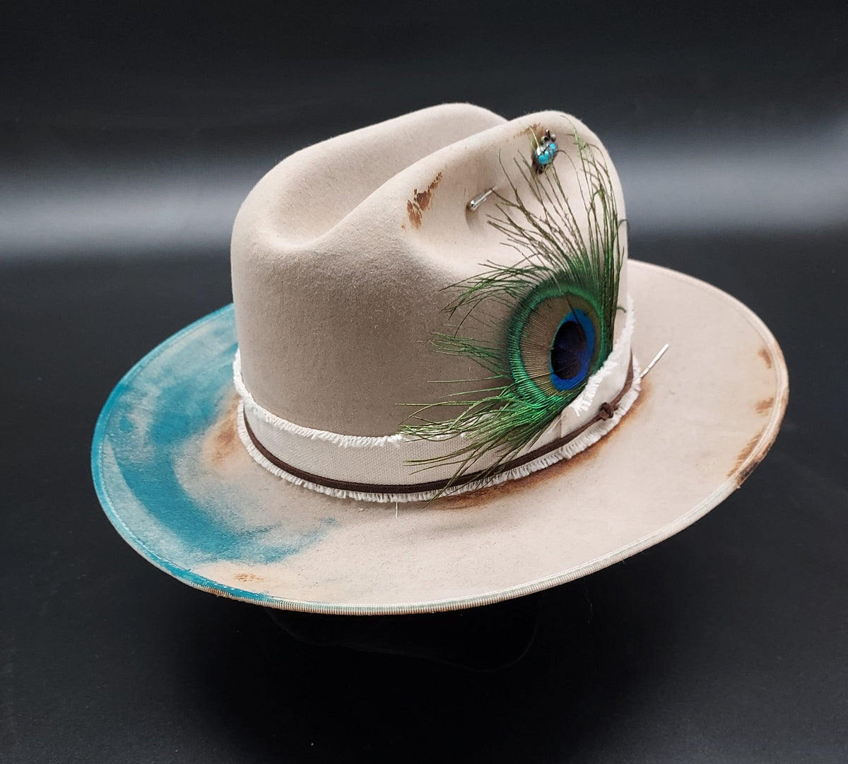 Peacock Feather Embellished Stetson - HIML14 - Size 7 1/4