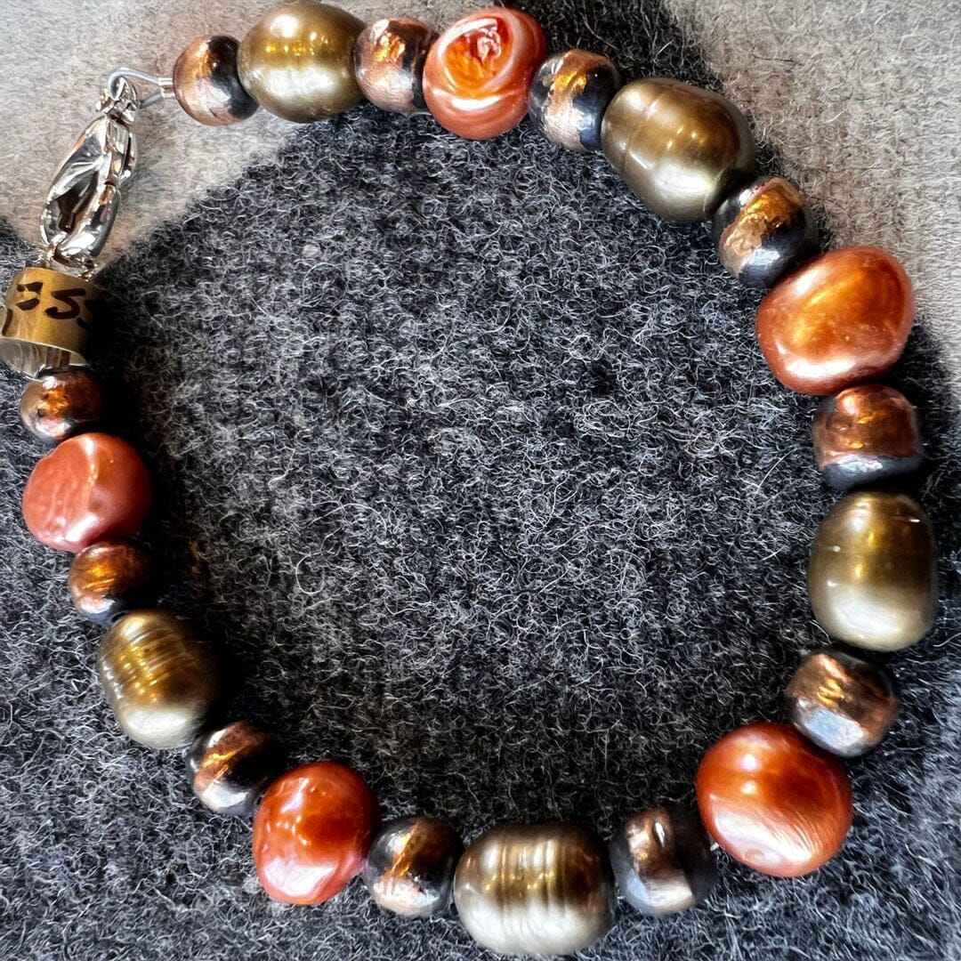 Pearl & Copper & Sterling Silver Bracelet - BRSZ18