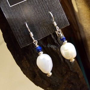Pearl & Lapis Earrings - ESZ177