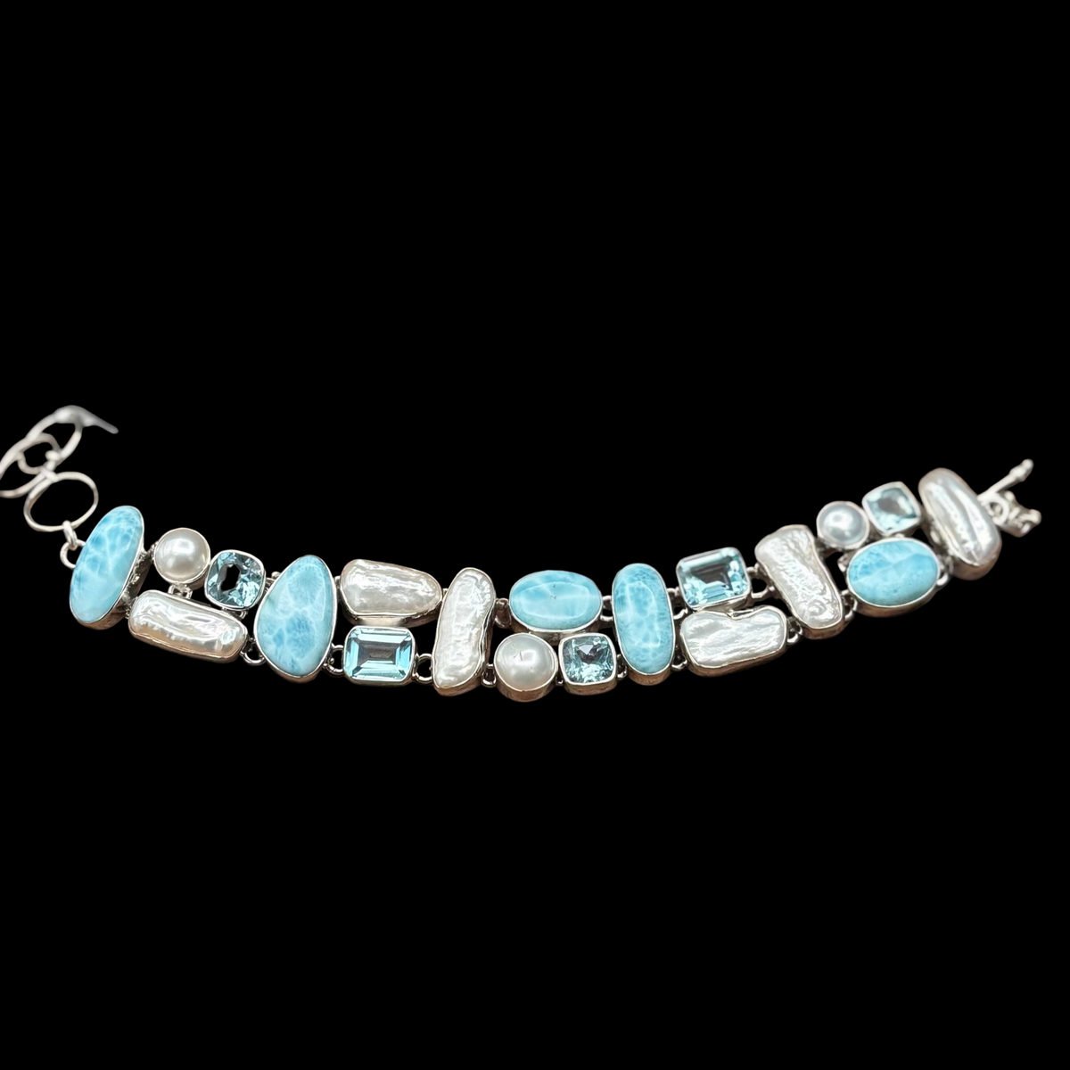 Pearl/Larimar/Blue Topaz Bracelet - BRIG17