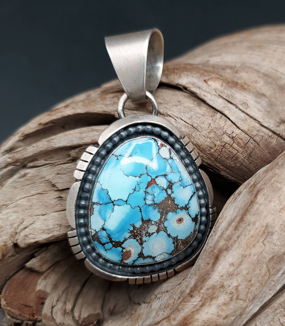 Pendant, Golden Hills Turquoise &amp; Sterling with a 10 mm bail - PSW32