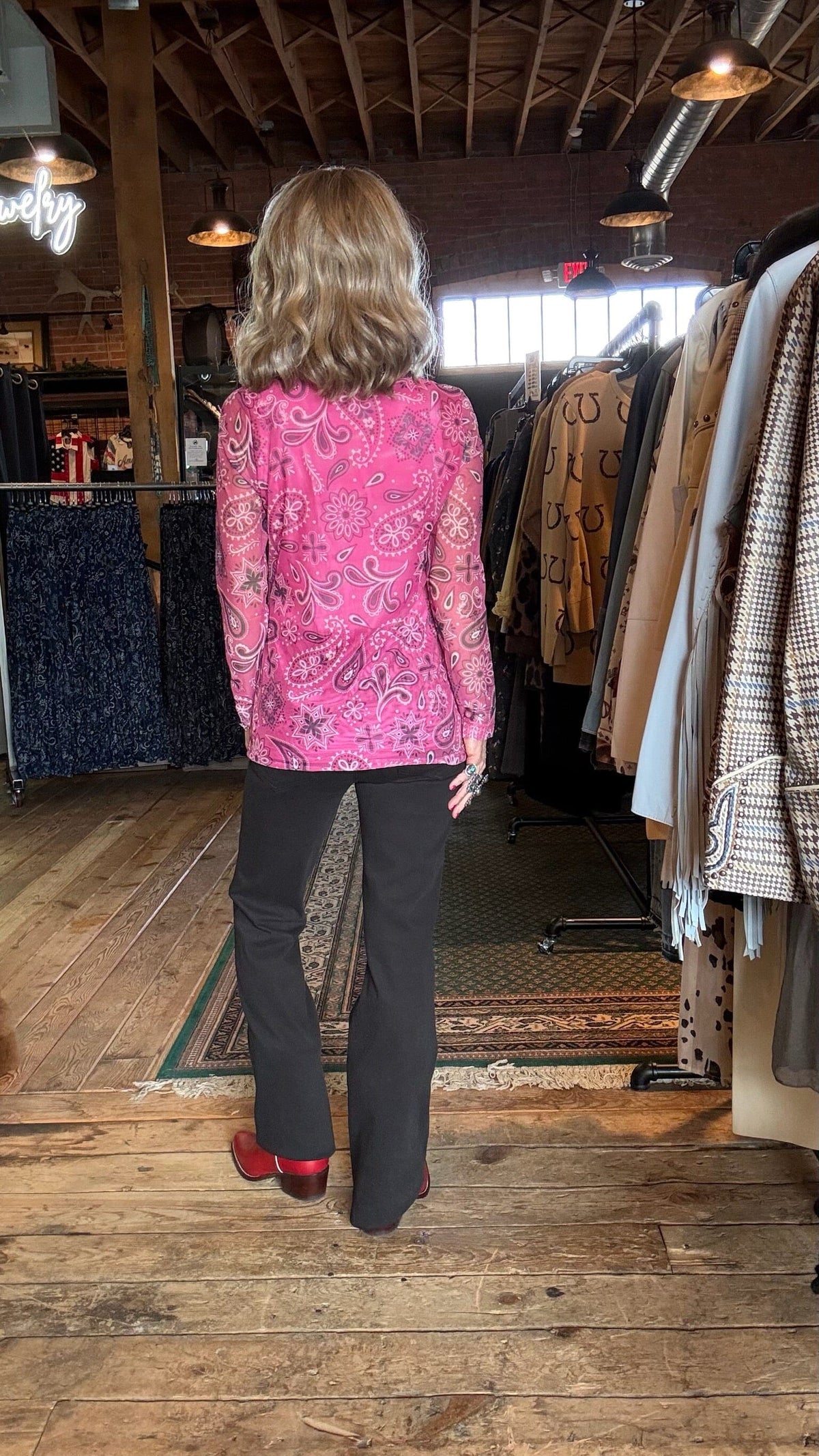 Pink Bandana Mesh Long Sleeve Top - 4593PB