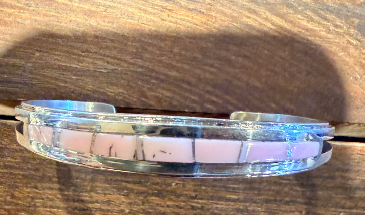 Pink Conch Inlaid Cuff - CA93