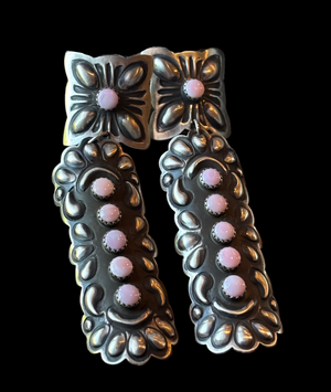Pink Conch Shell/Sterling Silver Stamped Earring - EAZ157