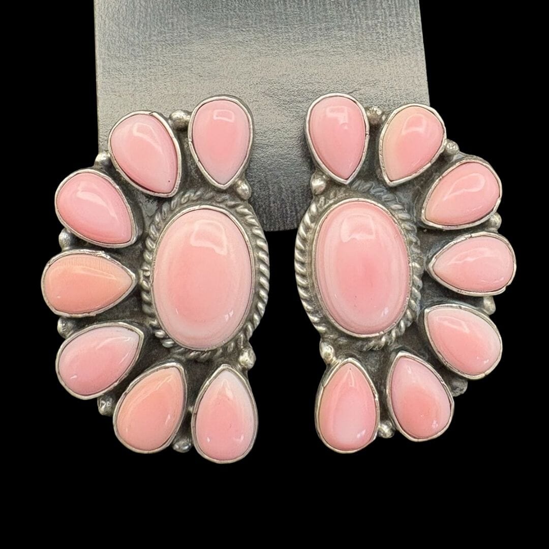 Pink Conch/Sterling Concho Earrings - EAZ238