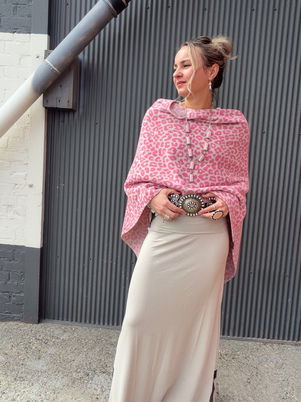 Pink Leo Fleece Poncho - Henriette Steffensen - 4026PL