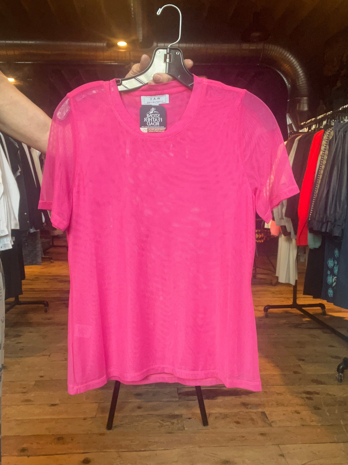 Pink Mesh SS Top - 4359PK