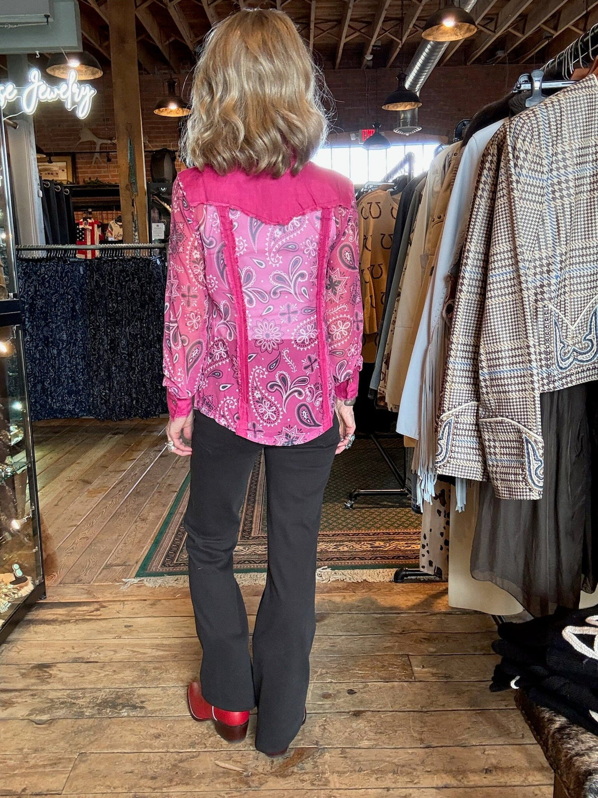 Pink Mesh/Linen Button Down Shirt - 4633PK