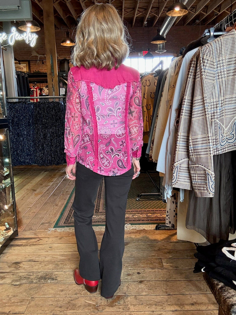 Pink Mesh/Linen Button Down Shirt - 4633PK