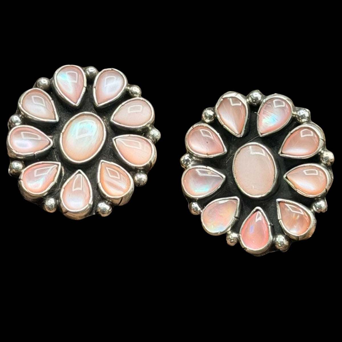 Pink Mother Of Pearl Cluster 10-Stone Earrings - ESL114