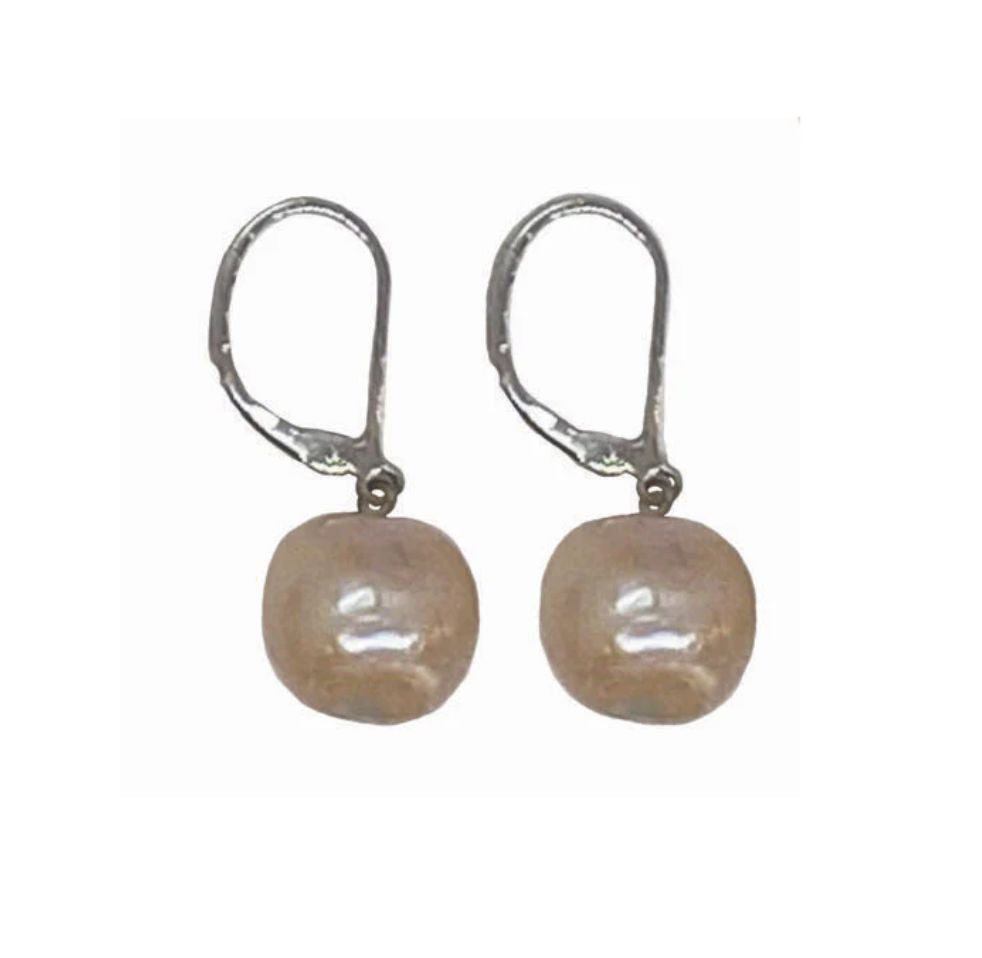 Pink Pearl Dangle On Silver Earring - GP304-02S