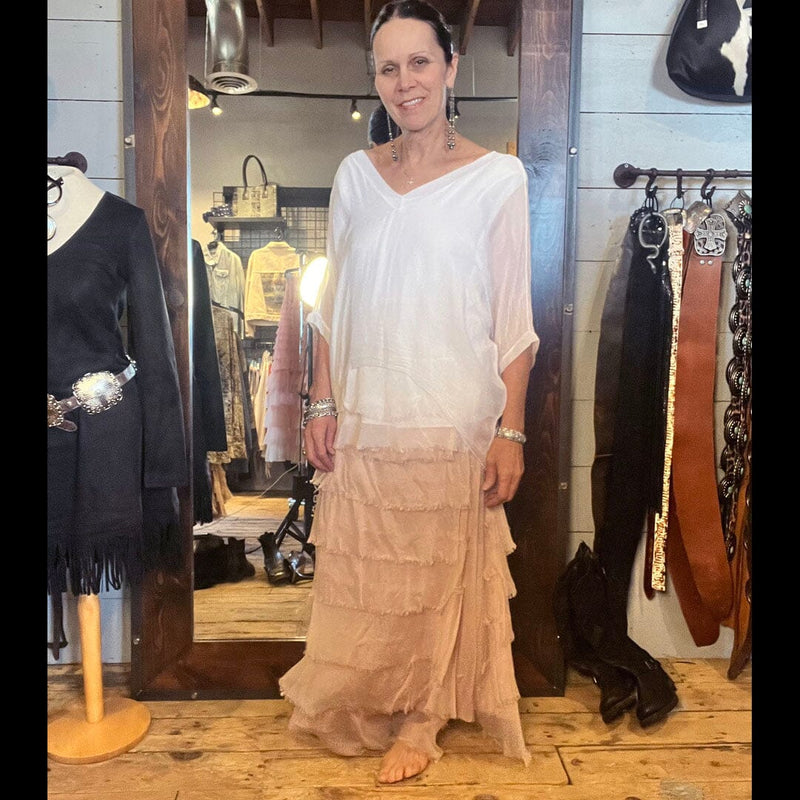 Pink Tiered Silk Skirt - KGG1-PK