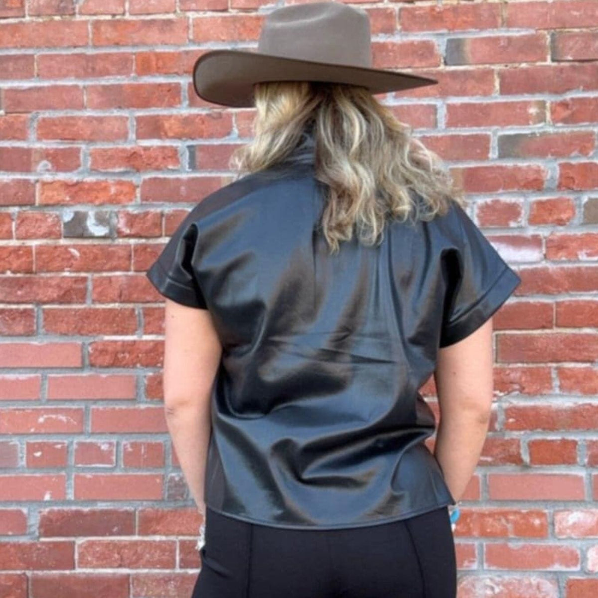 Poppy Pullover - Black Vegan Leather - EM363B