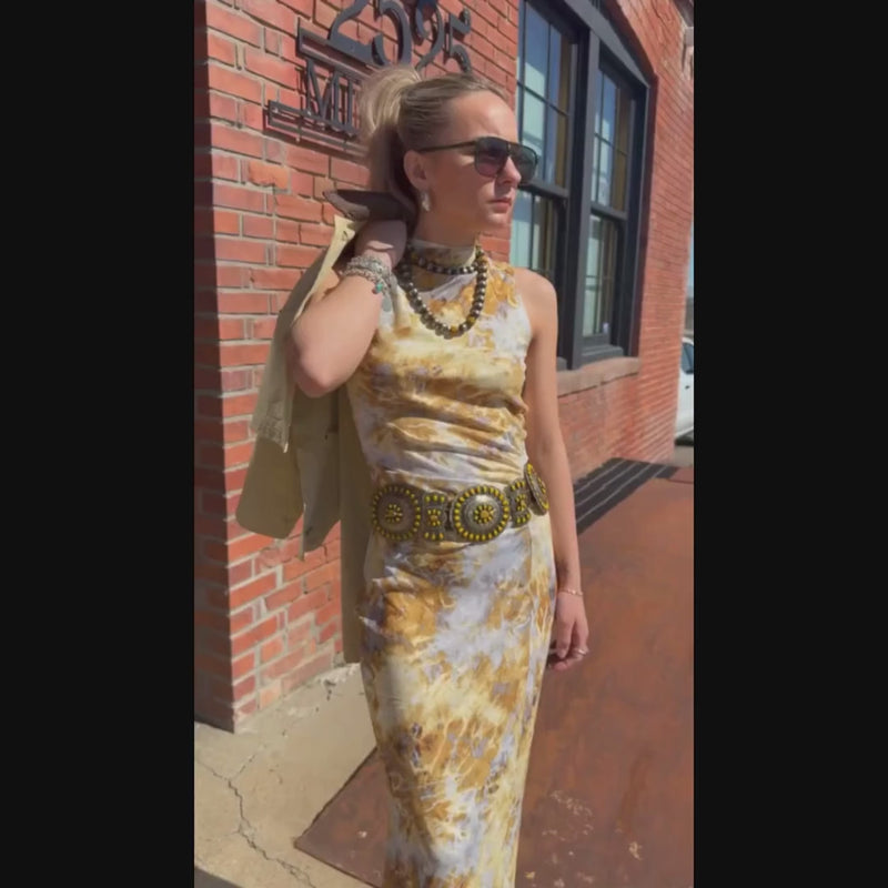slim fit dress slacks Sunflower Yellow Mesh Maxi Dress - US 10 main image 1