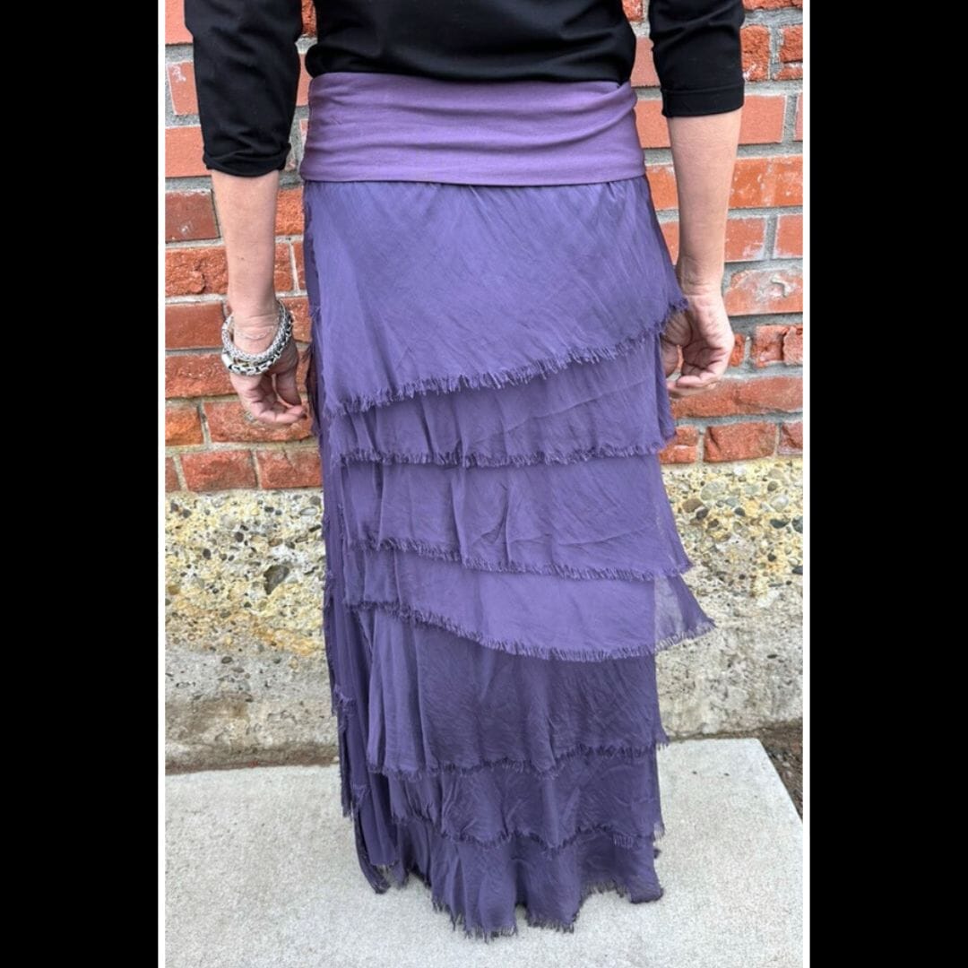 Purple Silk Tiered Skirt - KGG1-PU