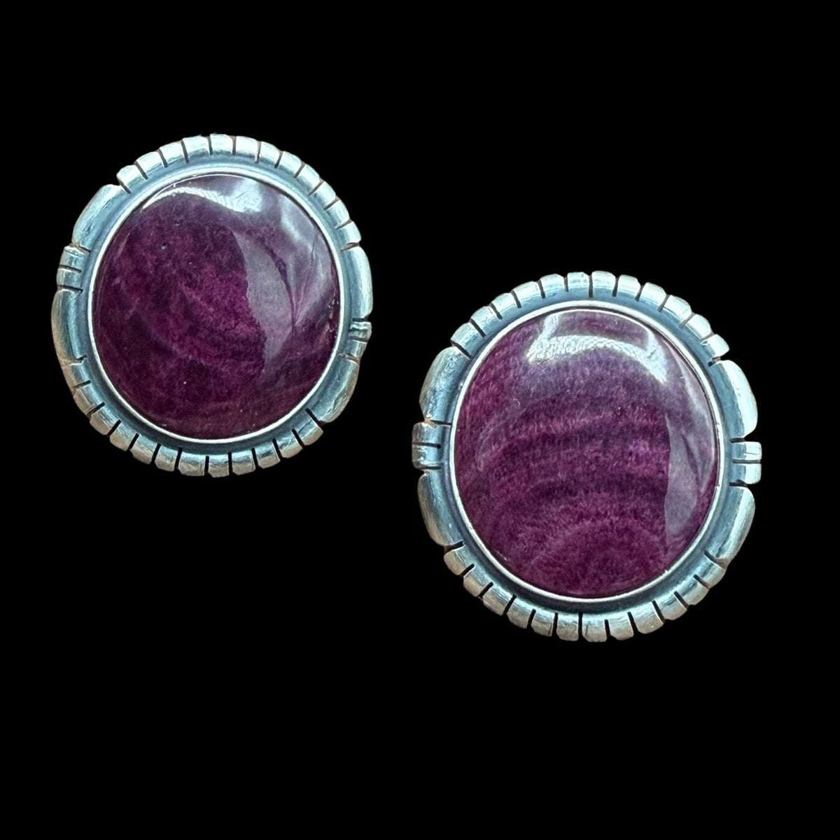 Purple Spiny Oyster 1-Stone Earrings - ESL115