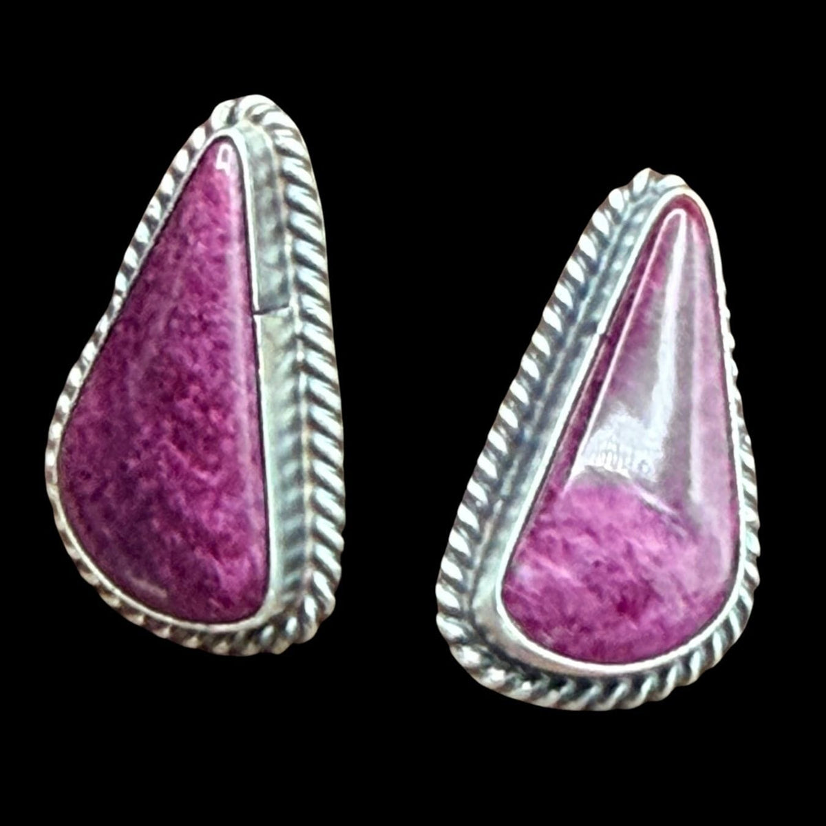 Purple Spiny Oyster / 1-Stone Tear Drop Earrings - ESL121