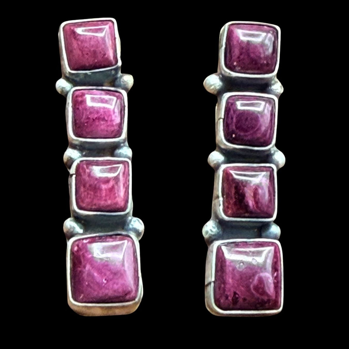 Purple Spiny Oyster 4-Stone Sterling Earrings - ESL126
