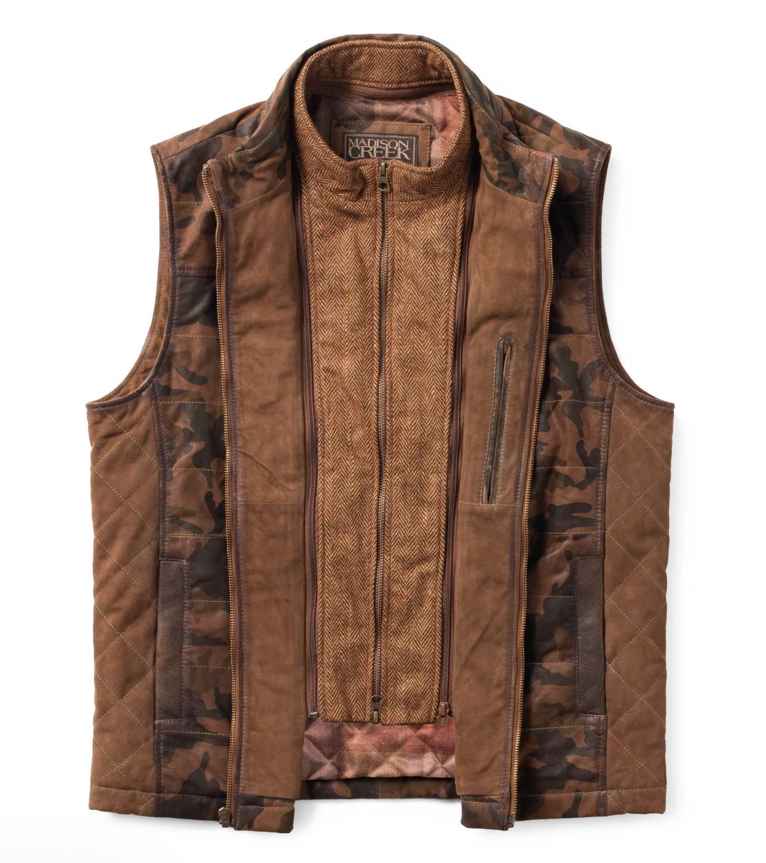 Ranger Waxed Goat Suede Camo Vest - Madison Creek - 1152C