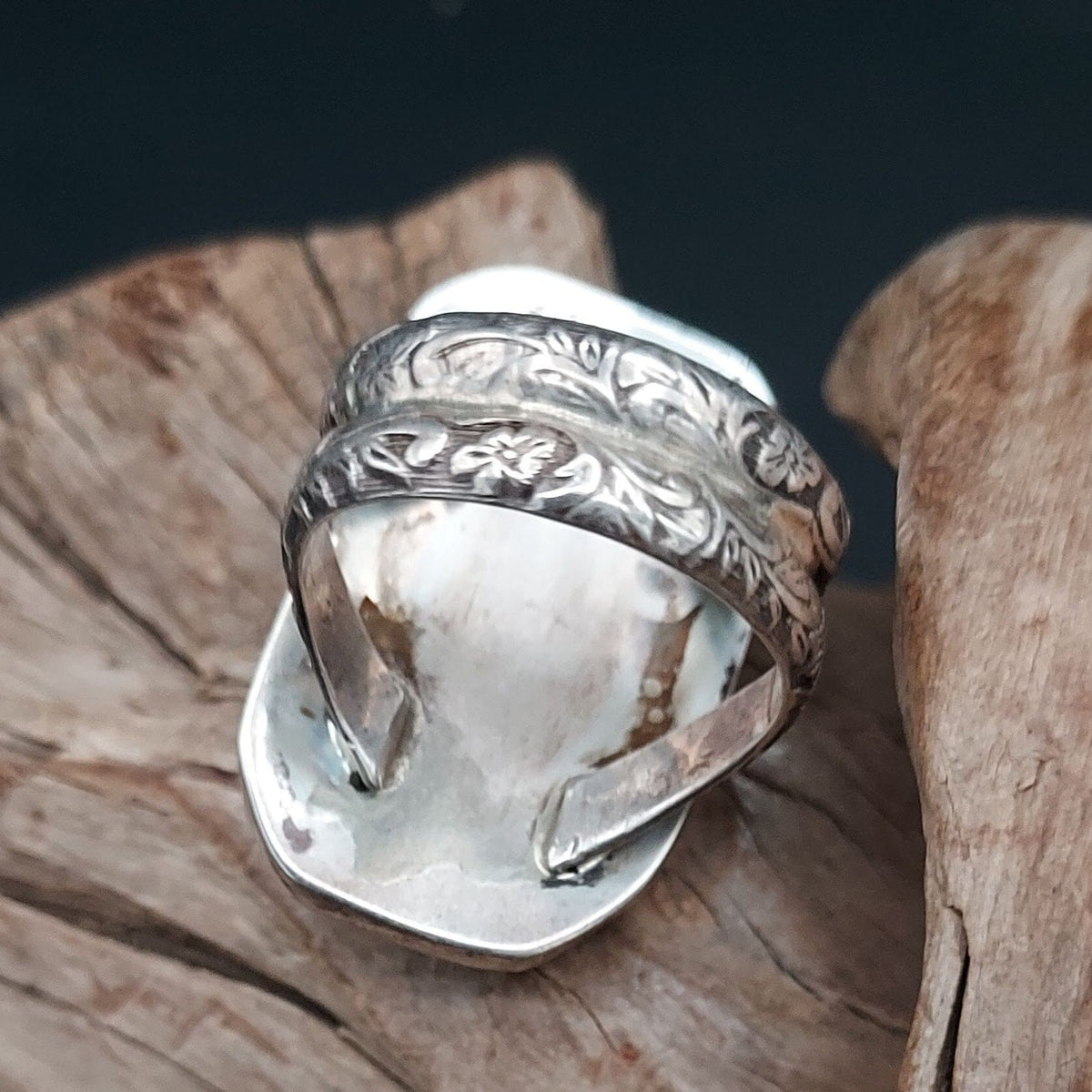 Rectangular Pyrite &amp; White Stone Ring - Size 11 - RMH192