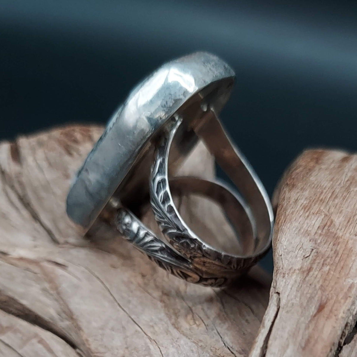 Rectangular Pyrite &amp; White Stone Ring - Size 11 - RMH192