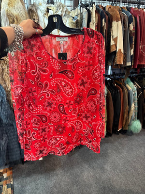 Red Bandana Mesh Top - 4593RB