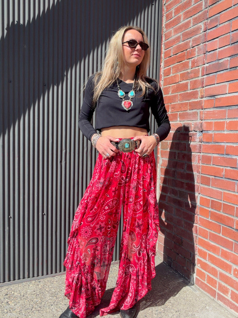 Red Bandana Print Ruffle Pant - 4810RB
