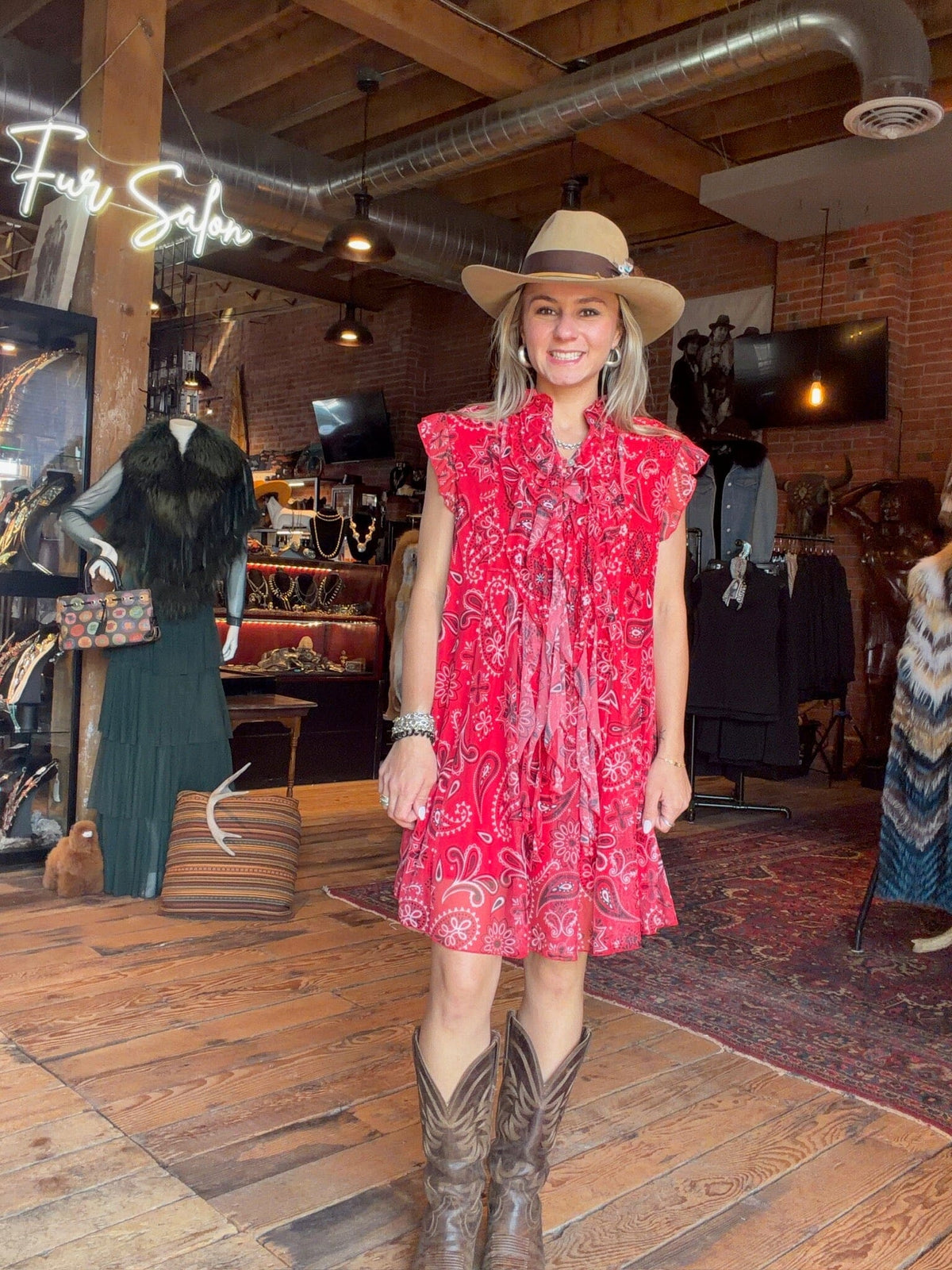 Red Bandana Print Sleeveless Dress - 4570RB