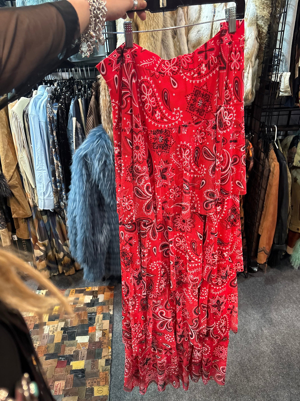 Red Bandana Tiered Mesh Skirt - 4690RB