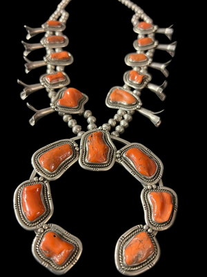 Red Coral 17 Stone Squash Blossom - SQMH42
