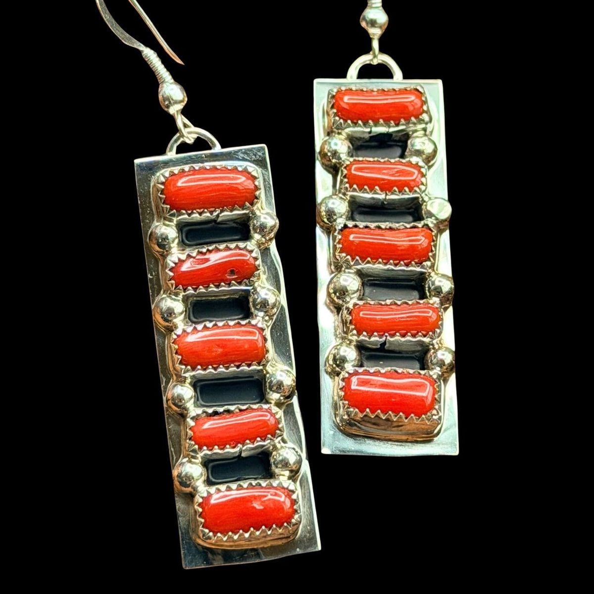 Red Coral 5-Stone Earrings - ESL116