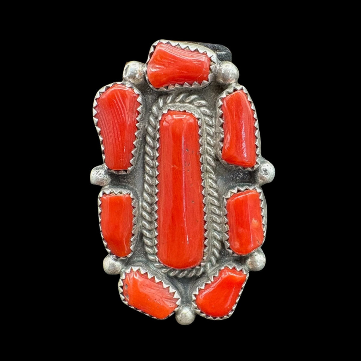 Red Coral and Sterling Ring - Size 10 - RMH303