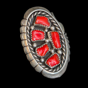 Red Coral Oval Sterling - Size 6.5 - RMH196